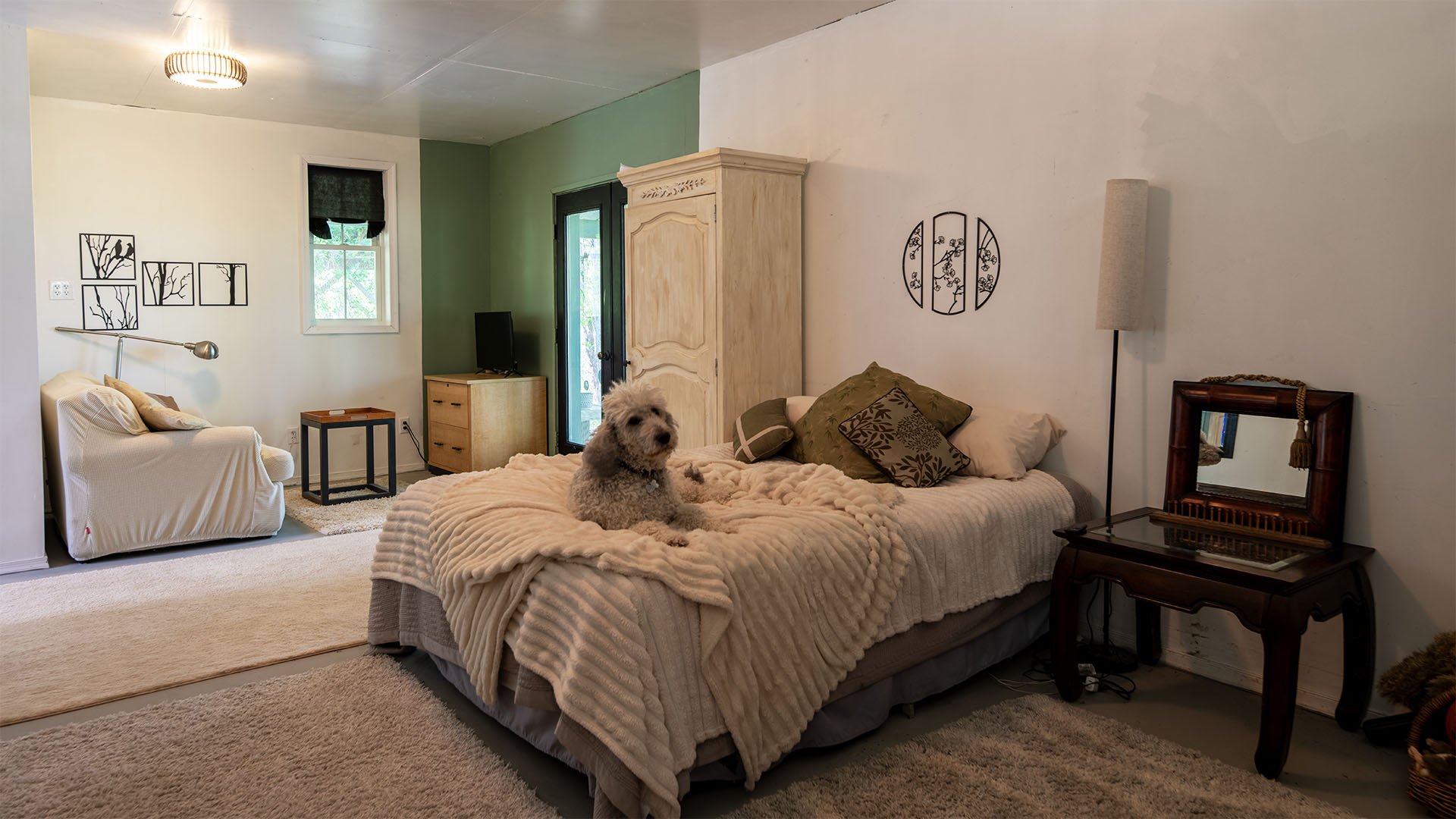Sleeping area in detached studio in Central Virginia