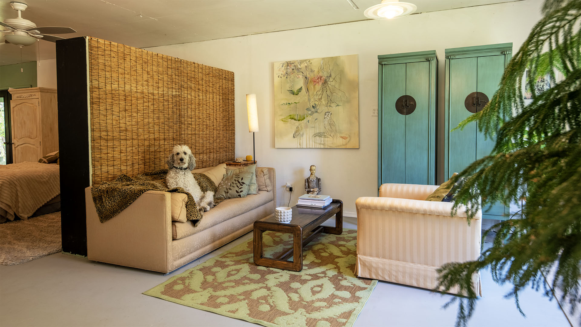 Living room area in detached studio at Scottsville VA home