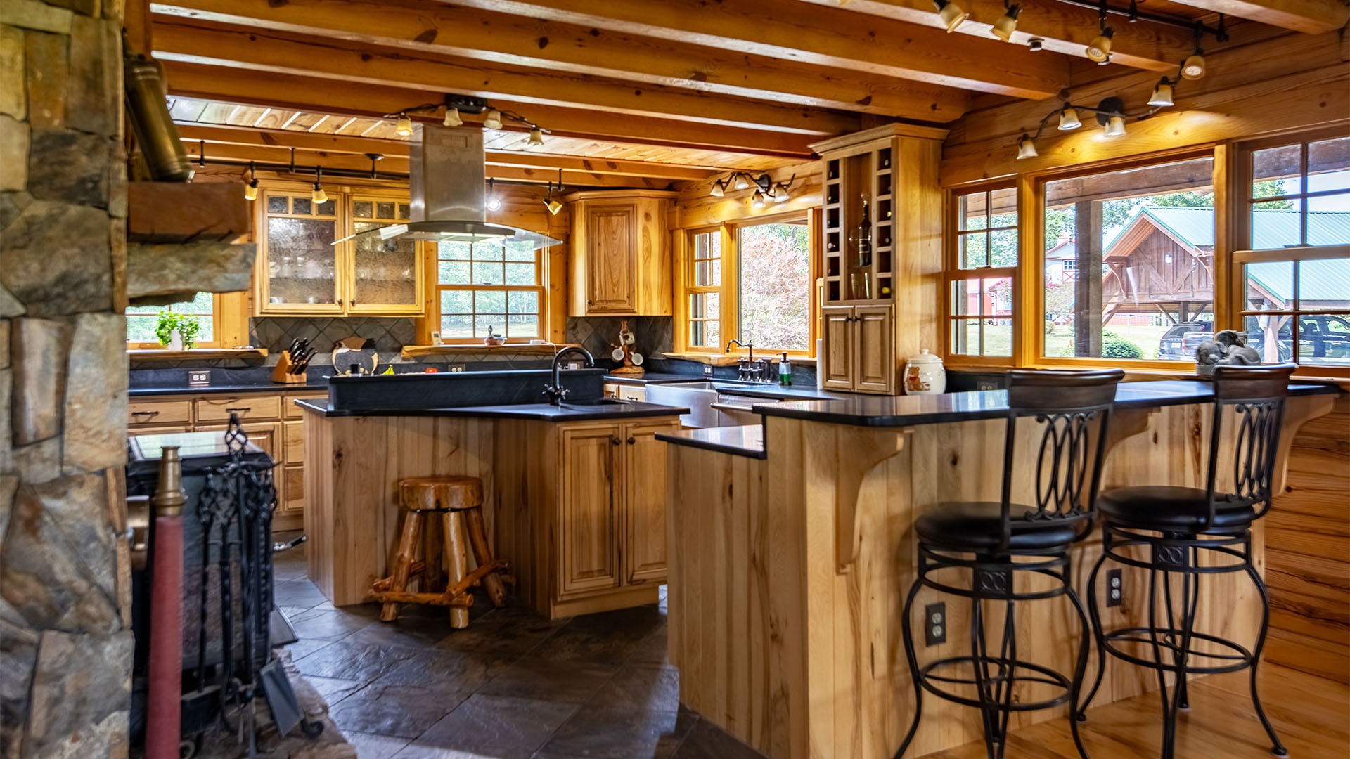 soapstone counters in kitchen at Virginia horse farm home