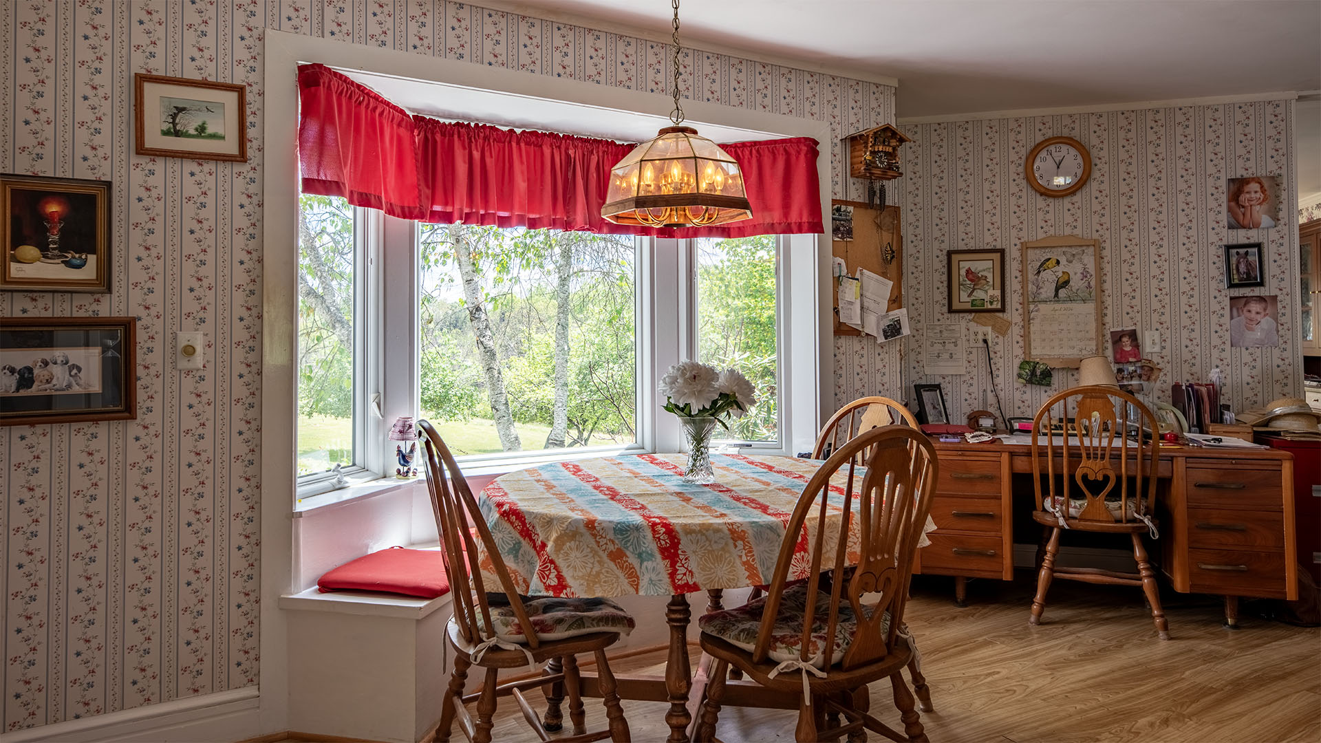Country kitchen at Asgardd Farm near Greenwood in Afton VA with breakfast area and large window
