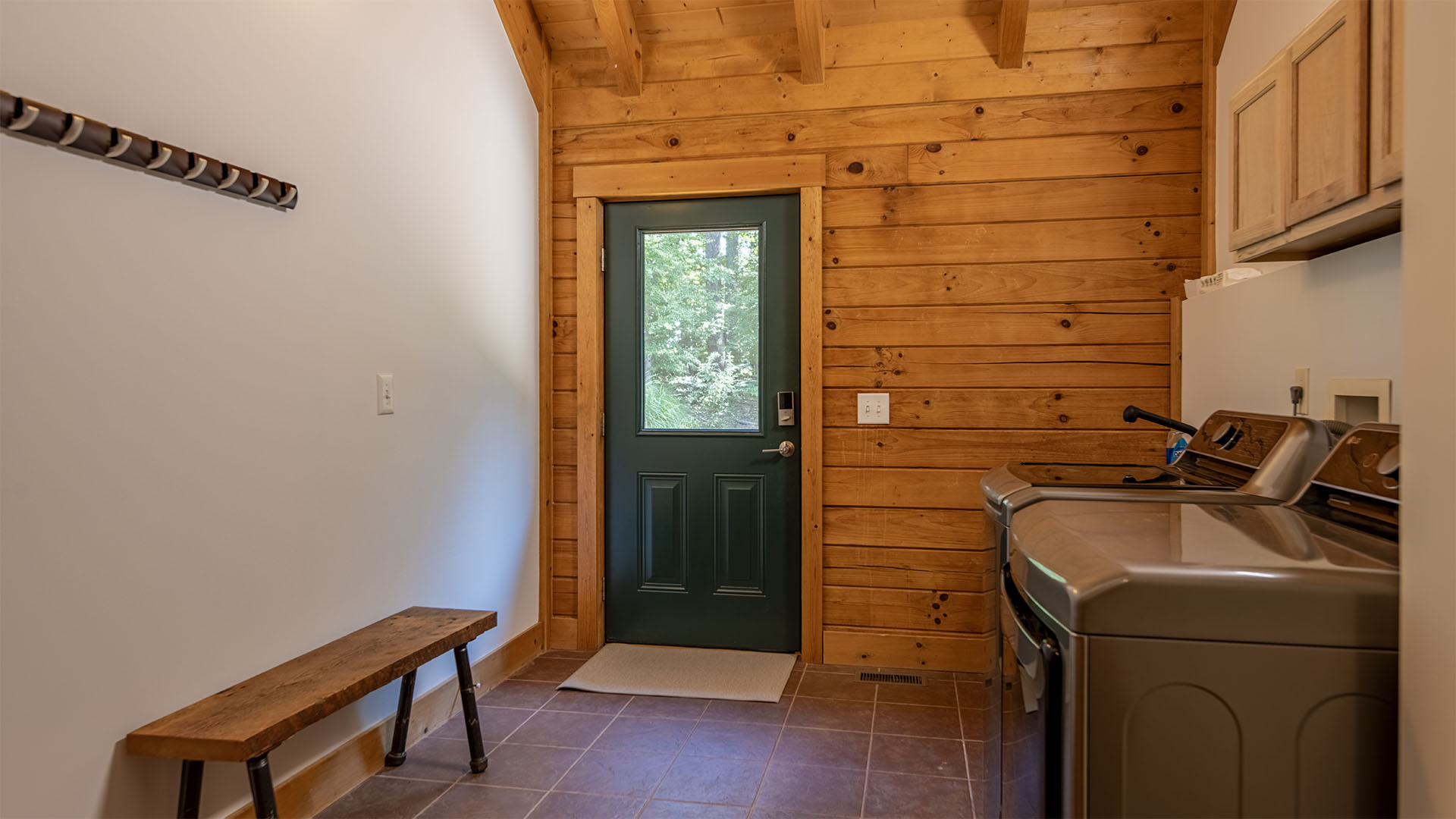 Main-level laundry and mudroom at the 44-acre Madison Virginia farm