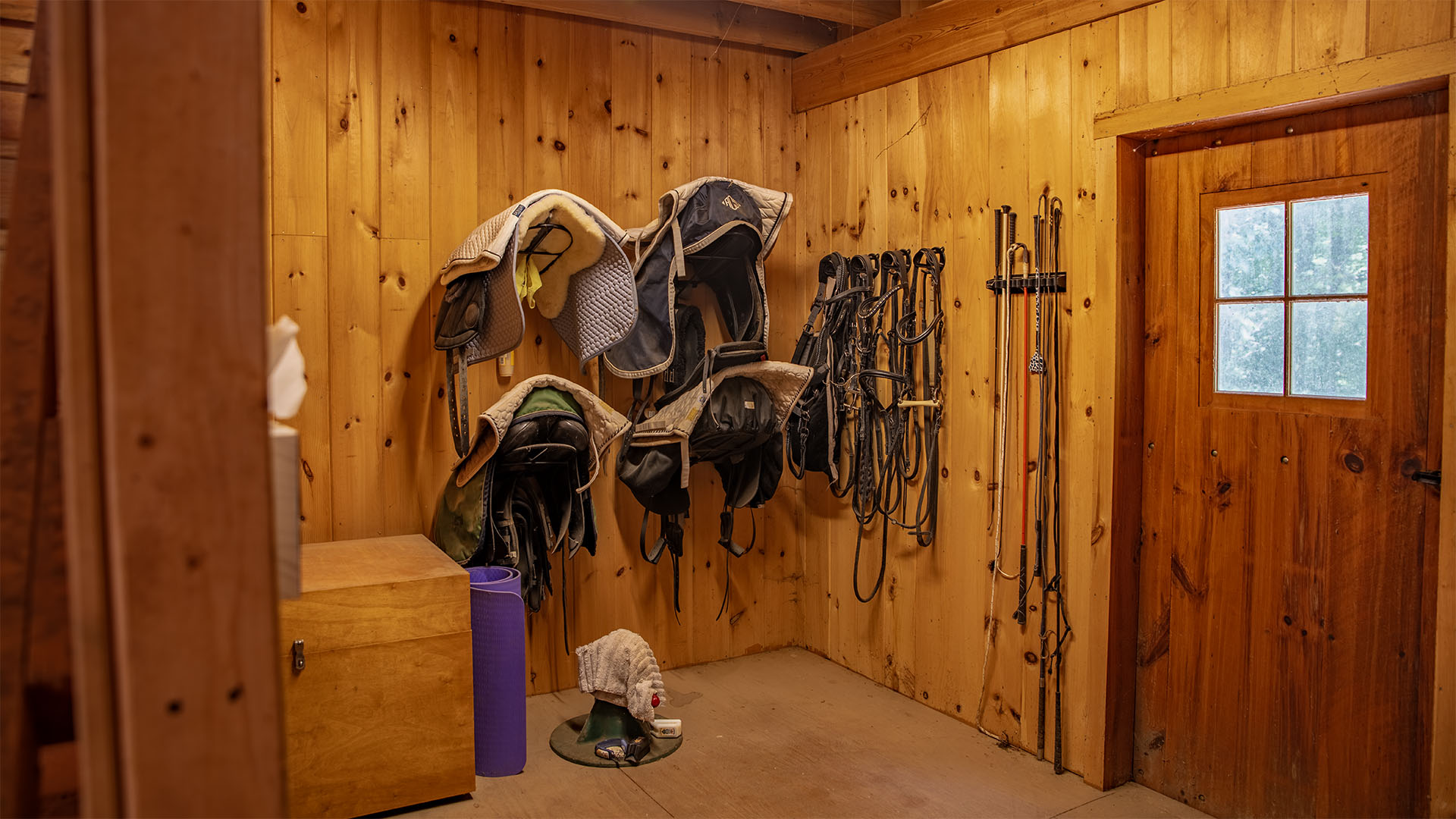 Tack room in the Groffdale horse stable at 3638 Oak Park Road