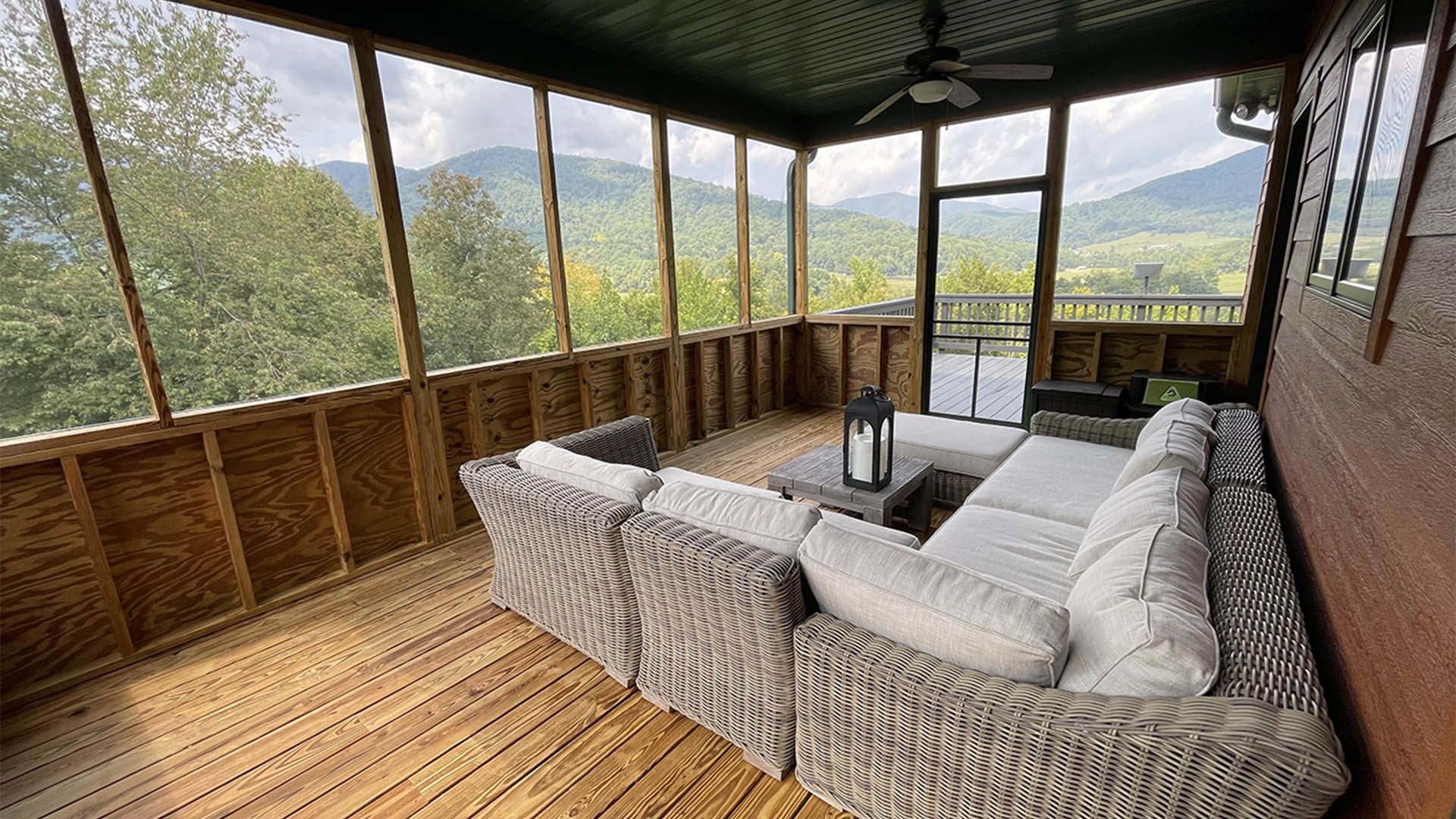 Wonderful screened-in porch at this mountain view country home