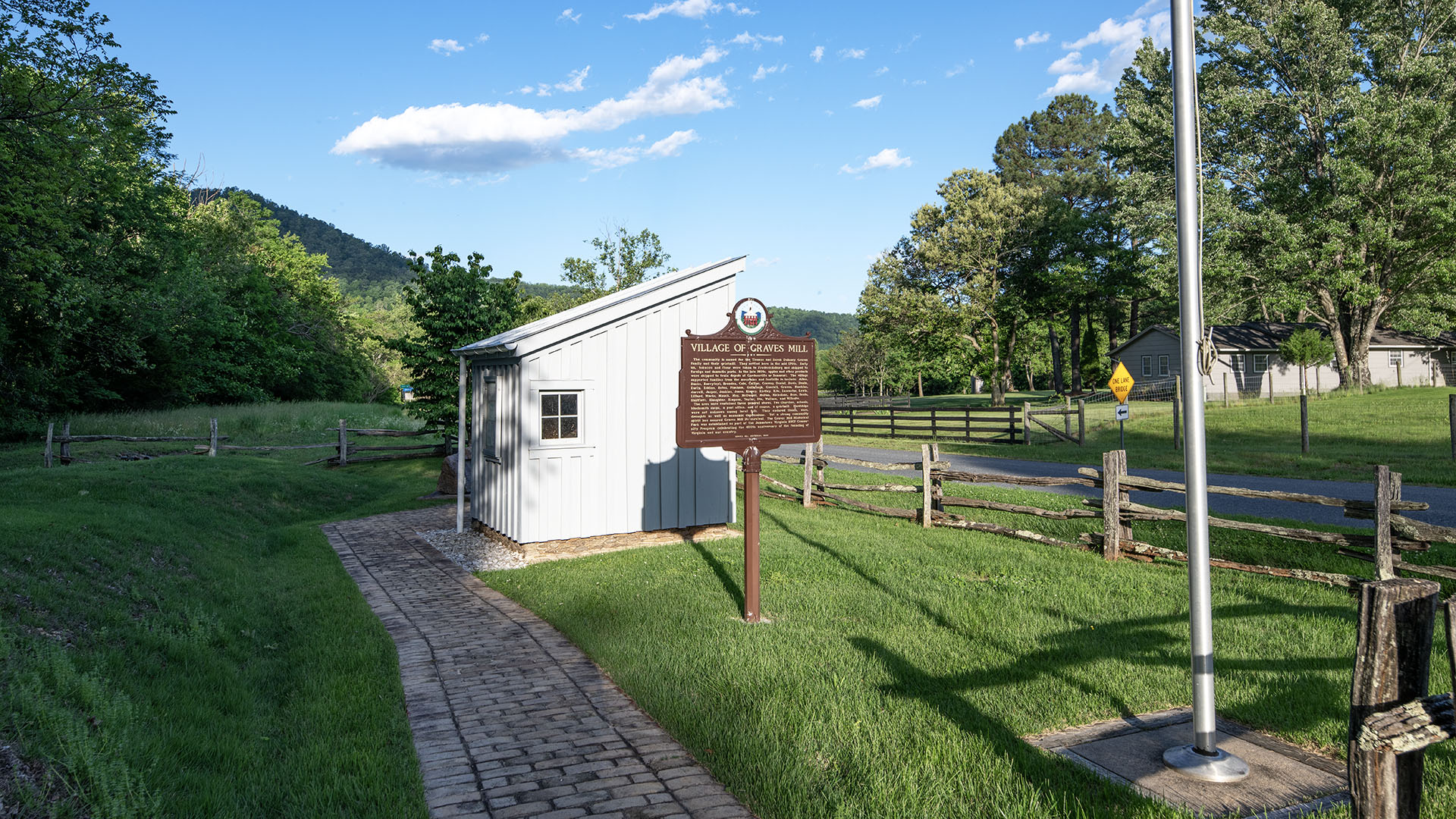 Historic marker of Graves Mill Village Madison VA