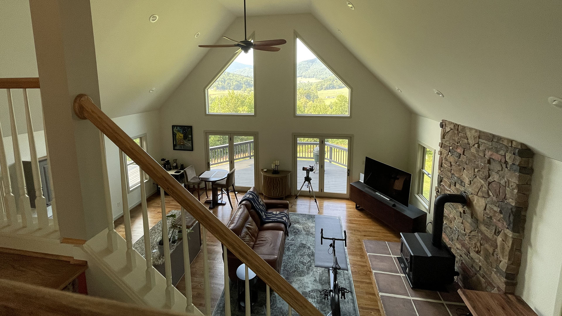 Mountain and valley views from loft bedroom in Graves Mill Virginia