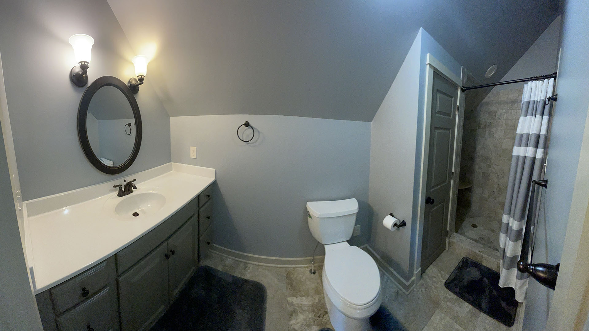 Bathroom connected to loft bedroom in Graves Mill Virginia home